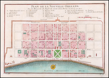 Louisiana and New Orleans Map By Jacques Nicolas Bellin