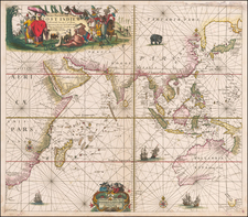 Indian Ocean, India, Southeast Asia, Philippines, Middle East and Australia Map By Johannes Van Keulen