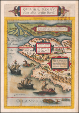 Polar Maps, Pacific Northwest, Oregon, Washington, Alaska, California, Western Canada and British Columbia Map By Cornelis de Jode