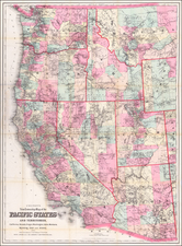 Southwest, Arizona, Utah, Nevada, Idaho, Montana, Utah, Wyoming, Pacific Northwest, Oregon, Washington and California Map By G.W.  & C.B. Colton