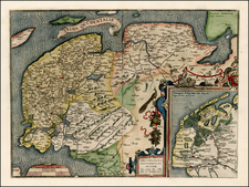 Netherlands Map By Abraham Ortelius