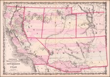 Southwest, Arizona, Utah, Nevada, New Mexico, Rocky Mountains, Utah and California Map By Alvin Jewett Johnson  &  Ross C. Browning