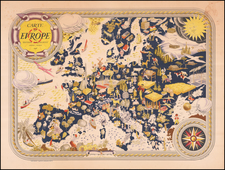 Europe and Pictorial Maps Map By Pierre Herault