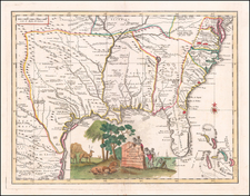 Florida, South, Southeast and Texas Map By Giambattista Albrizzi