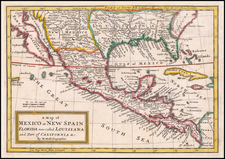 Florida, South, Southeast, Texas, Southwest and California Map By Herman Moll