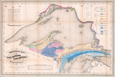 Michigan, Minnesota and Wisconsin Map By Josiah Dwight Whitney  &  John Foster