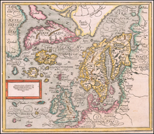 Polar Maps, Atlantic Ocean, Scandinavia and Iceland Map By Sebastian Munster