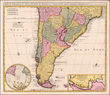 Argentina, Chile, Paraguay & Bolivia and Uruguay Map By Claes Janszoon Visscher