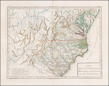 South, Southeast, Virginia, North Carolina and South Carolina Map By Pierre Antoine Tardieu