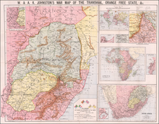 South Africa Map By W. & A.K. Johnston