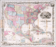 United States Map By Joseph Hutchins Colton