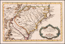 Southeast, Georgia, North Carolina and South Carolina Map By Jacques Nicolas Bellin