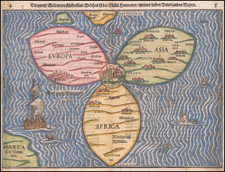 World, Holy Land and Curiosities Map By Heinrich Buenting