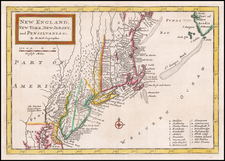 New England, New York State and Mid-Atlantic Map By Herman Moll