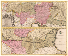 Austria, Hungary, Romania, Serbia & Montenegro and Germany Map By Gerard Valk