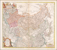 Russia, China, Central Asia & Caucasus and Russia in Asia Map By Homann Heirs / Johann Matthaus Haas