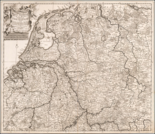 Netherlands, Belgium and Germany Map By Theodorus I Danckerts