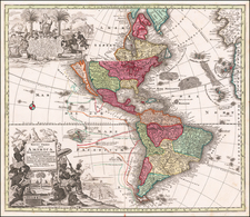 California as an Island and America Map By Matthaus Seutter