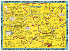 Montana, Wyoming and Pictorial Maps Map By Lindgren Brothers