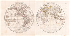 World, Eastern Hemisphere and Western Hemisphere Map By Anonymous