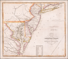 New York State, Mid-Atlantic, New Jersey, Pennsylvania, Maryland, Delaware, Southeast and Virginia Map By John Melish