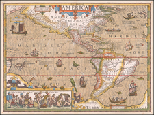 Western Hemisphere and America Map By Jodocus Hondius