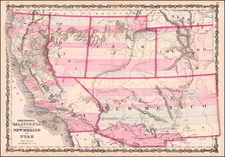 Southwest, Arizona, Utah, Nevada, New Mexico, Rocky Mountains, Utah and California Map By Alvin Jewett Johnson  &  Ross C. Browning