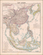China, Japan, Korea, Southeast Asia, Philippines, Indonesia, Malaysia and Thailand, Cambodia, Vietnam Map By Dietrich Reimer  &  Heinrich Kiepert