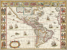 America Map By Willem Janszoon Blaeu