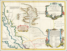 Texas, Southwest, Mexico and California Map By Vincenzo Maria Coronelli / Jean-Baptiste Nolin