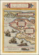 Polar Maps, Pacific Northwest, Oregon, Washington, Alaska, California, Western Canada and British Columbia Map By Cornelis de Jode