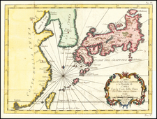 China, Japan and Korea Map By Jacques Nicolas Bellin