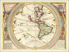 Western Hemisphere, Pacific and America Map By Vincenzo Maria Coronelli