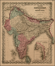 Asia, Asia and India Map By Joseph Hutchins Colton