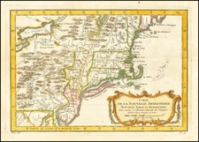 New England, Massachusetts, New York State, Mid-Atlantic, New Jersey and Pennsylvania Map By Jacques Nicolas Bellin