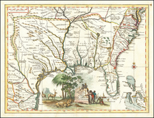 Florida, South, Southeast and Texas Map By Giambattista Albrizzi