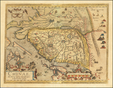 China, Japan, Southeast Asia and Philippines Map By Abraham Ortelius