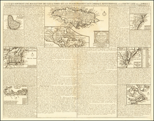 [British Colonies in America]   Carte Qui Contient Une Description Des Iles & Terres Que Les Anglois . . .[maps of Chesapeake, Carolinas, New England, Bermuda, Gulf Coast, Jamaica, Barbadoes & Canada] By Henri Chatelain