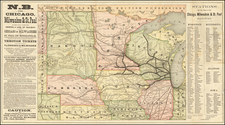 Illinois, Minnesota, Wisconsin, Iowa, Nebraska, North Dakota and South Dakota Map By Rand McNally & Company