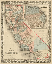 California Map By Joseph Hutchins Colton