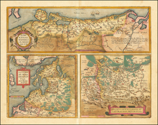 Pomeraniae, Wandalicae Regionis Typ [with] Livoniae Nova Descriptio [with] Ducatus Oswieczensis, et Zatoriensis, Descriptio By Abraham Ortelius