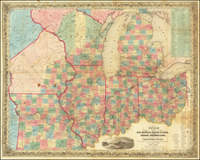 Illinois, Indiana, Ohio, Michigan, Wisconsin, Iowa and Missouri Map By Joseph Hutchins Colton / J. Calvin Smith