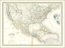 United States and Mexico Map By Adolphe Hippolyte Dufour