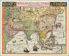 Indian Ocean, Asia, China, India, Southeast Asia, Philippines, Indonesia and Middle East & Holy Land Map By Gerard de Jode