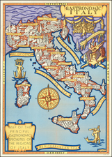 Italy and Pictorial Maps Map By Umberto Zimelli