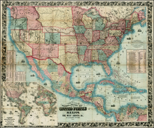 United States Map By Joseph Hutchins Colton