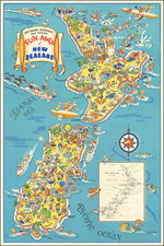 New Zealand and Pictorial Maps Map By New Zealand Government Tourist and Publicity Dept