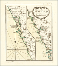 (Bombay Region) Carte Des Costes De Concan Et Decan Depuis Goa jusqu au Cap S. jean By Jacques Nicolas Bellin