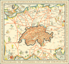 Switzerland and Pictorial Maps Map By Art. Institut Orell Fussli