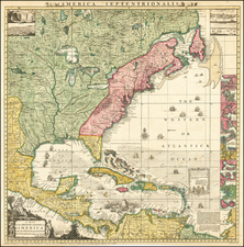 United States, North America and Canada Map By Henry Popple